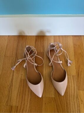 Halogen Blush Pointed Lace-Up Flats nwt